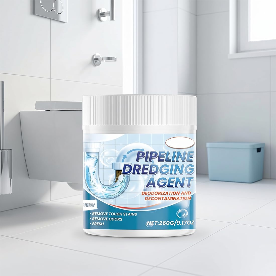 Turbonet 2.0 Desatascador en polvo, 260g Pipeline Desatascador, Pipeline Dredging Agent, Espuma Limpiadora Tuberias, Potente Limpiador De Fregadero y Drenaje (1 Botella)