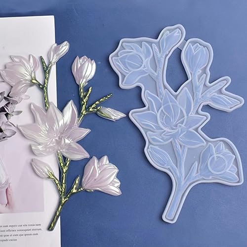 Miniatura 3 de Moldes de silicona de flores de magnolia, moldes de resina floral 3D, molde de fundición epoxi para decoración de arte, moldes de manualidades