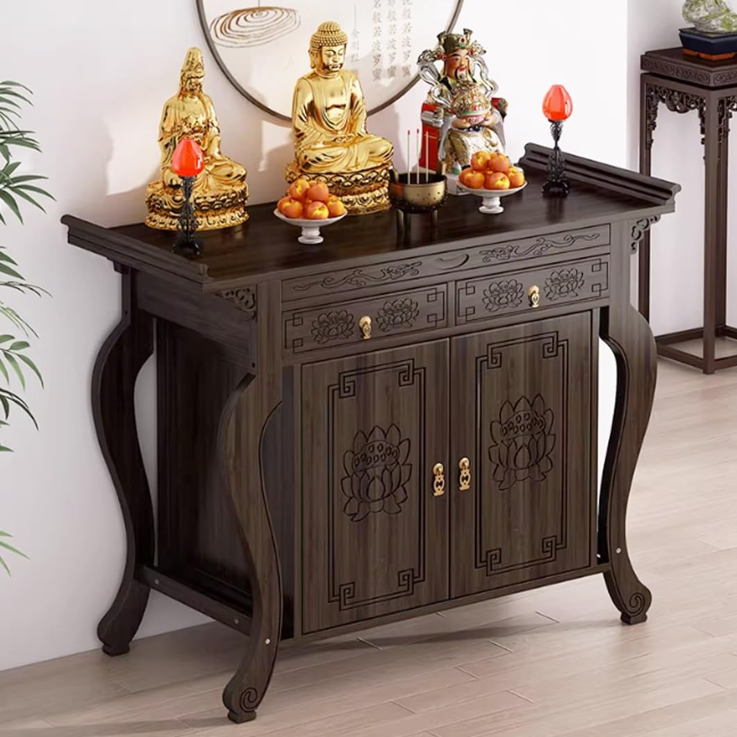 Meuble de méditation vintage en bambou pour coin zen de salon