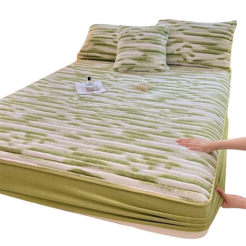 Sábana bajera antiarrugas de felpa suave que mantiene el calor en la cama