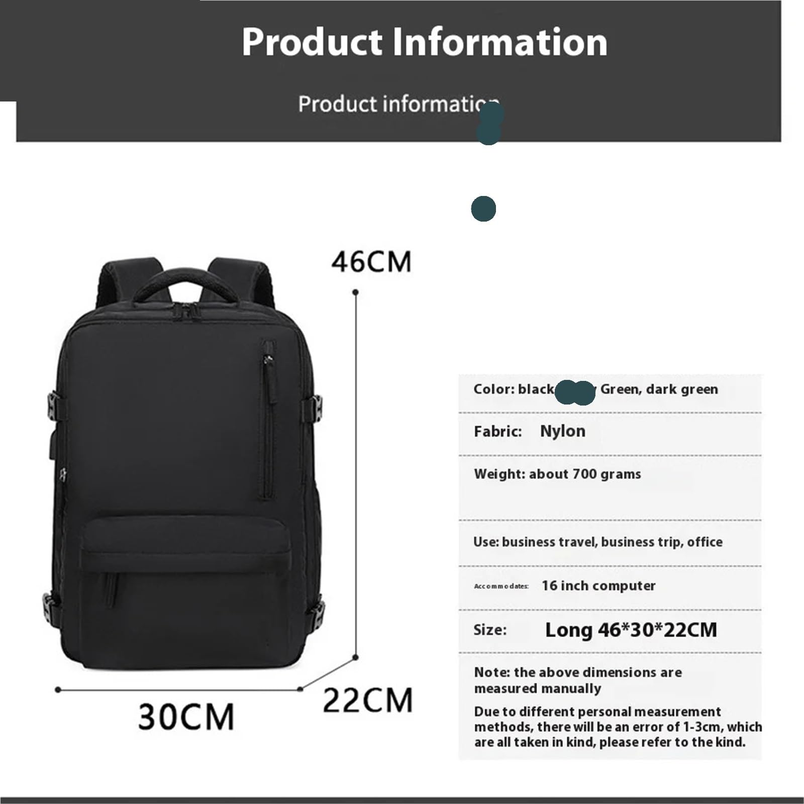 Handgepäck Rucksack Laptoptasche, Reiserucksack for Damen, großes Fassungsvermögen, Handgepäck-Rucksack, Herren-Kabinenrucksack