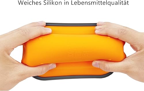 Miniatura 7 de Contenedor de silicona para almuerzo Bento, recipientes plegables para almacenamiento de alimentos con tapas herméticas y tenedor 2 en 1,