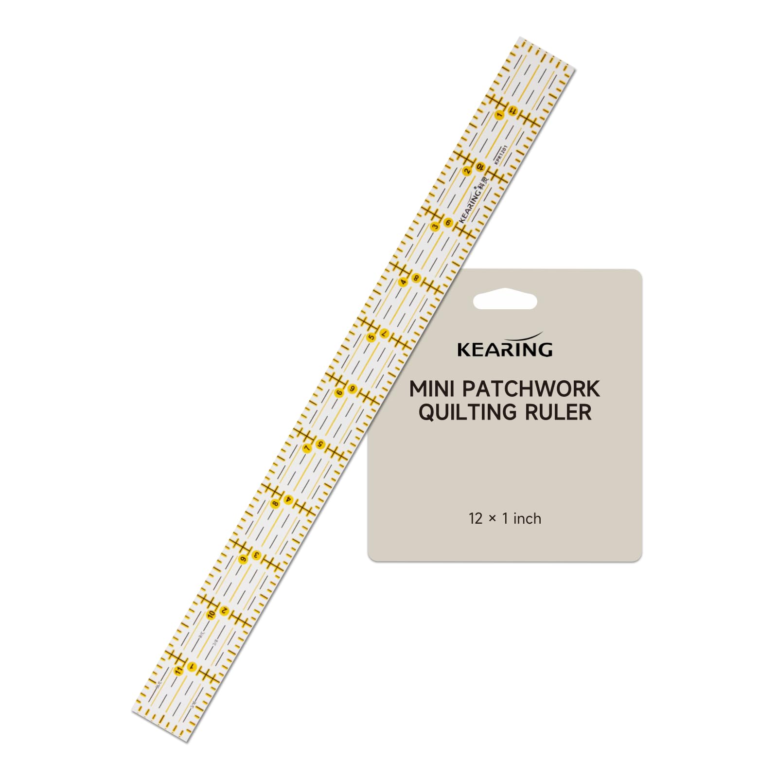 KEARING 1" x 12" Pocket Quilting Ruler, Clear Acrylic Mini Quilter Ruler