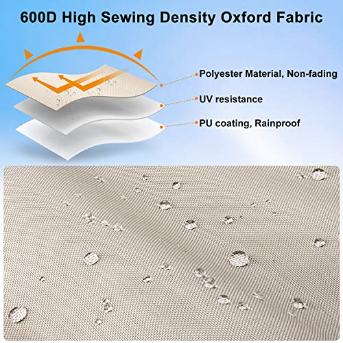 Vigorvan Heavy Duty 600D Marine Grade Boat Cover, 16'-18' Trailerable Waterproof Boat Covers, Anti-Uv & Windproof Boat Cover Fits V-Hull, Tri-Hull, Fishing Boat, Runabout, Bass Boat, Ski Boat, Beige #TOP1