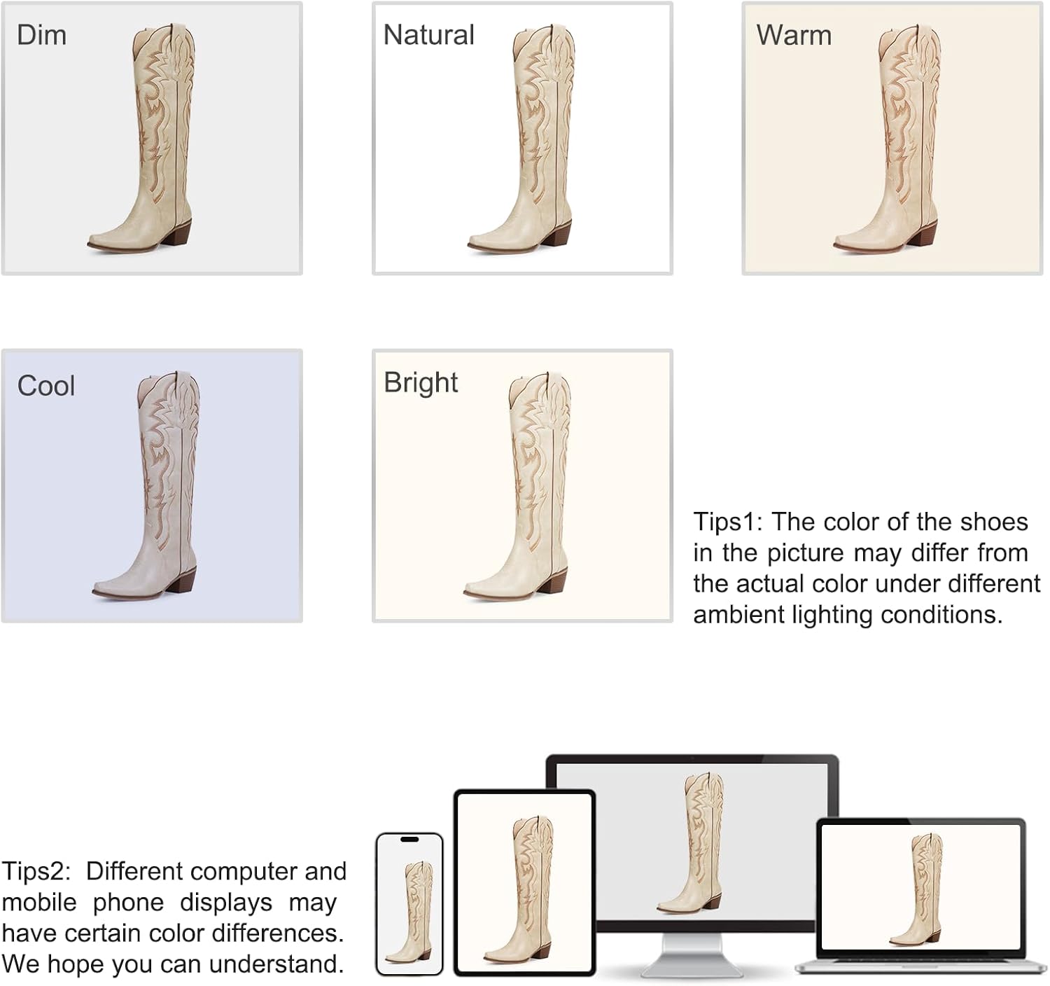 wetkiss Cowboy Boots for Women Knee High Cowgirl Tall Boots with Classic Retro Embroidered Chunky Heel Slip On Pointed Toe Womens Western Boots for Girls Ladies