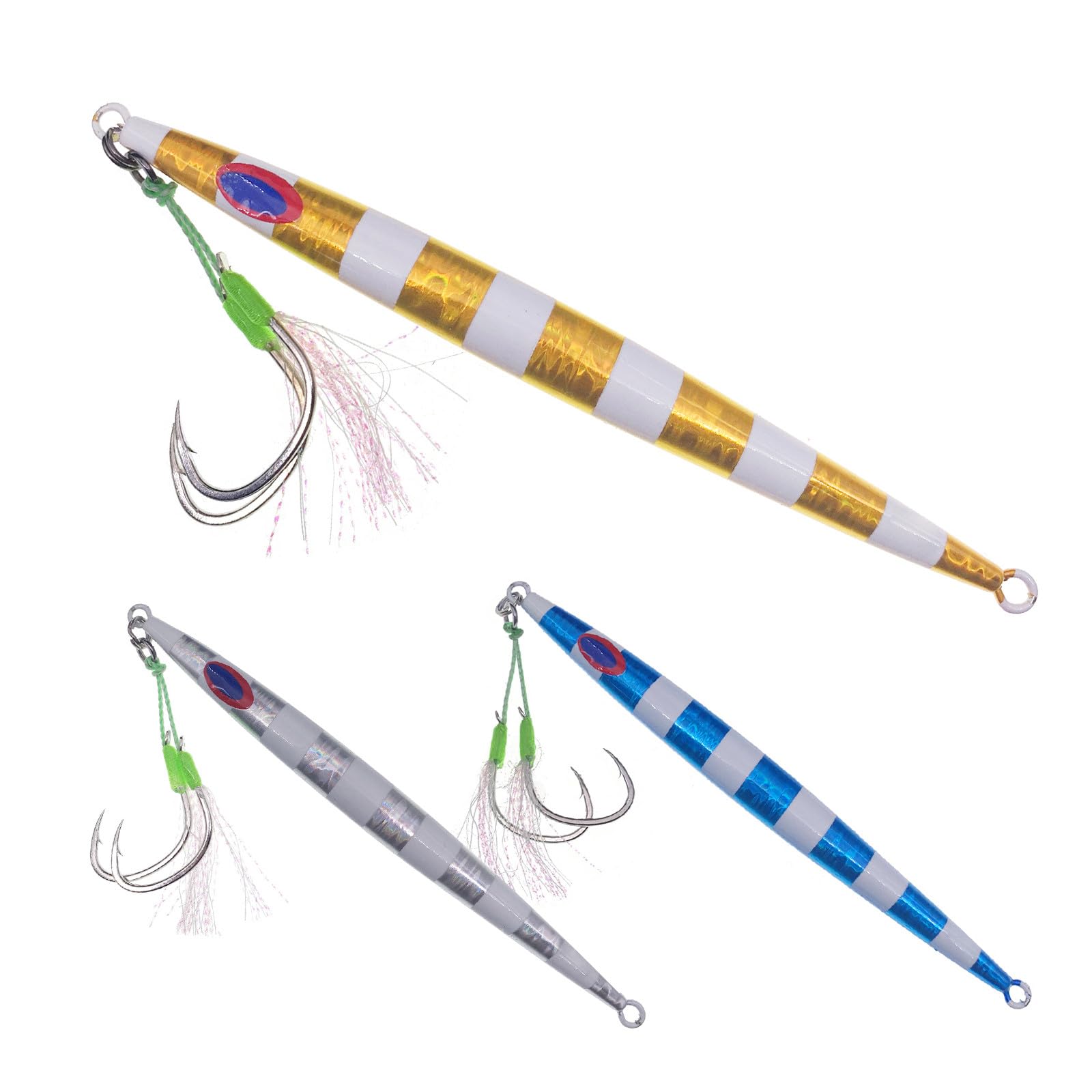 Sinking Fishing Lures, CREOASIS 3pcs 120g/150g/200g Metal Hard Spinner Fish Baits Jigs for Trout Perch Salmon Bass Pike (150g-18cm-3pcs)