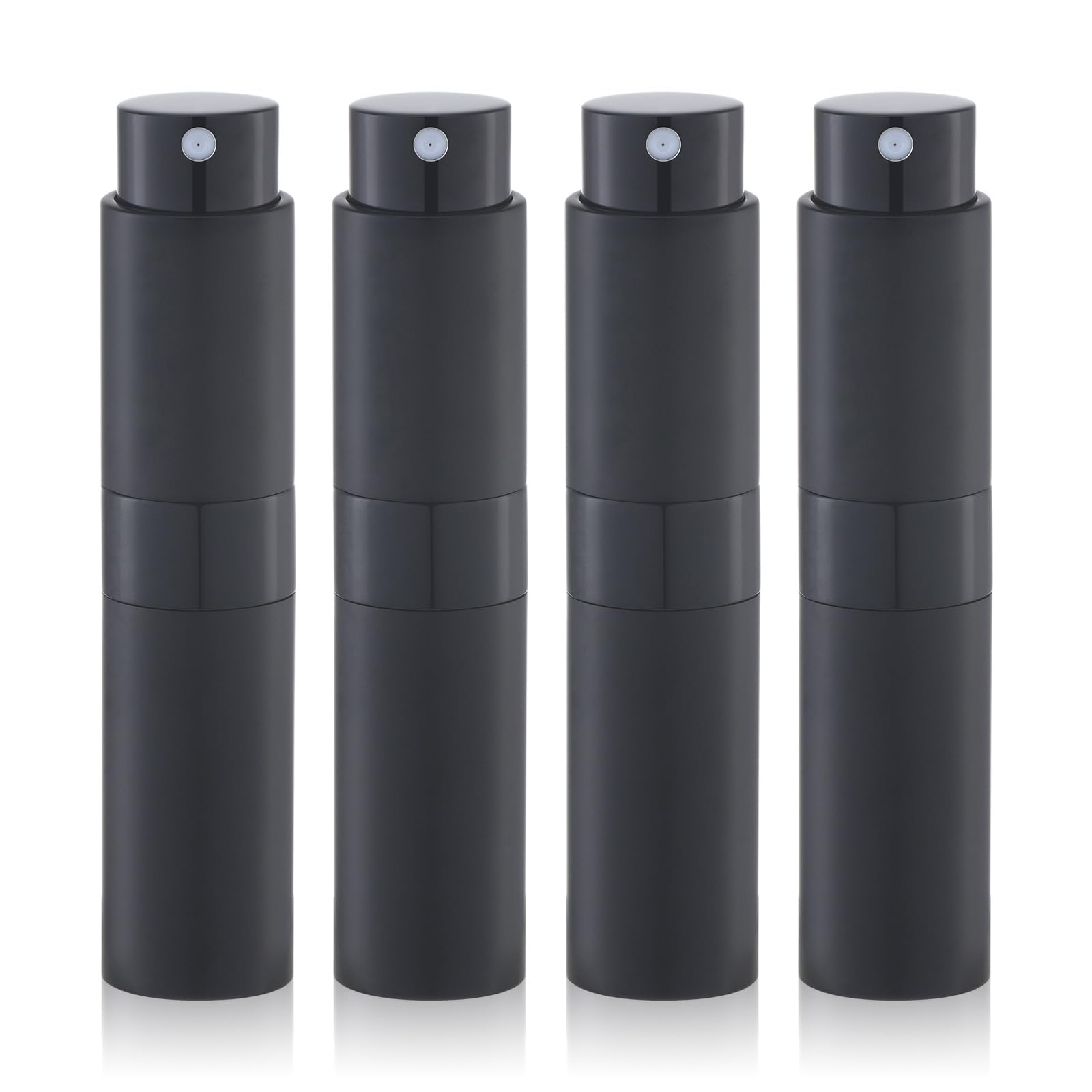 Lulupack Men's Black Travel Perfume Bottle Refillable - Cologne Spray Atomizer Mini - Small Travel Size Sprayer Empty For Refill Sample Container - Portable Fragrance Decant Dispenser For Wo 8Ml 4Pcs