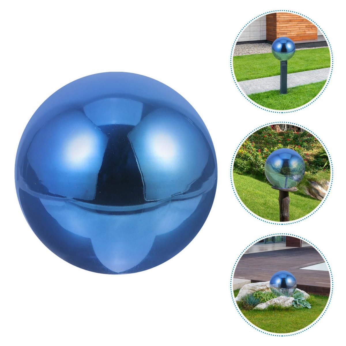 Toddmomy Palla Riflettente da Giardino in Acciaio Inox, Sfera Lucida Blu | Globo Specchiato Levigato, Decorazione per Giardino e Fotografia, Effetto Brillante