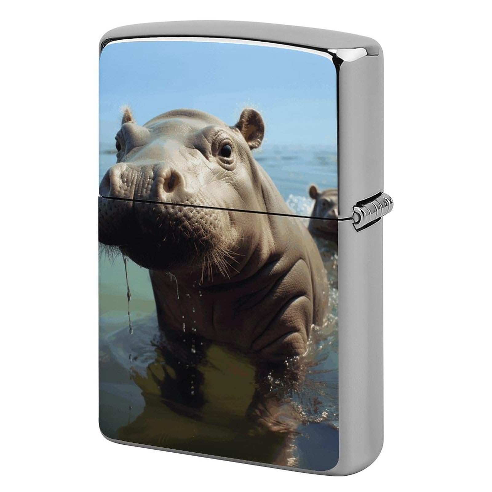 Cute Baby Hippos Lighter Case for Men, Personalized Lighter Cover for Valentine's Day Gifts, Flip-Top Lighters Shell for Outdoor, Portable Lighters Protective Sleeve