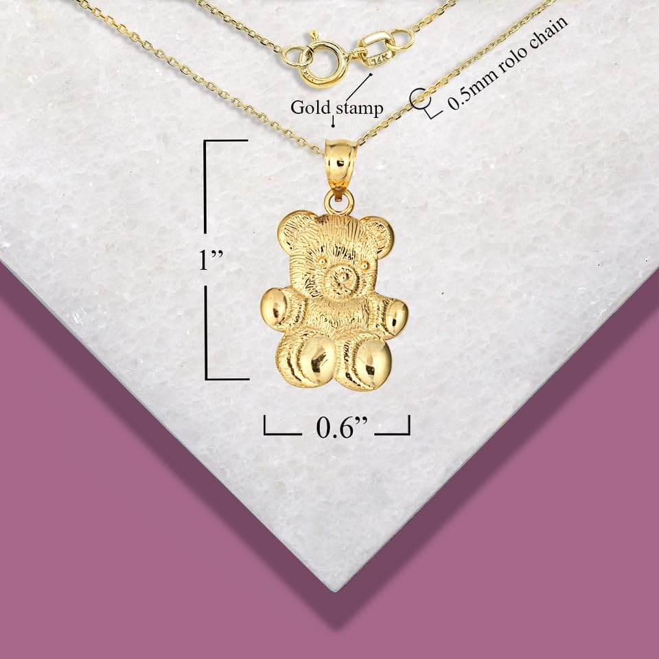 Solid 10k Gold Teddy Bear Pendant Charm - Image 2