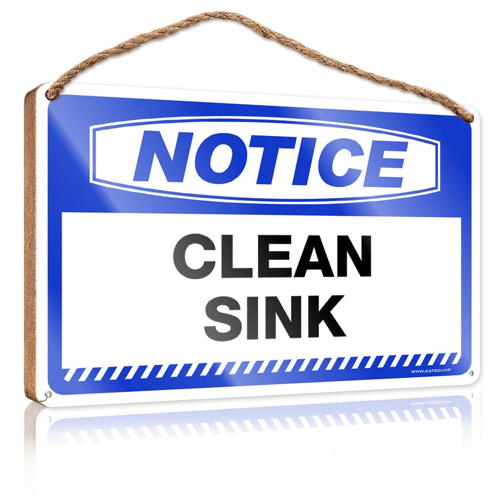 Bruntelo One Color Funny Bathroom Art Notice Clean Sink Wooden Sign Vintage Decor Fun Stuff(23X35cm)