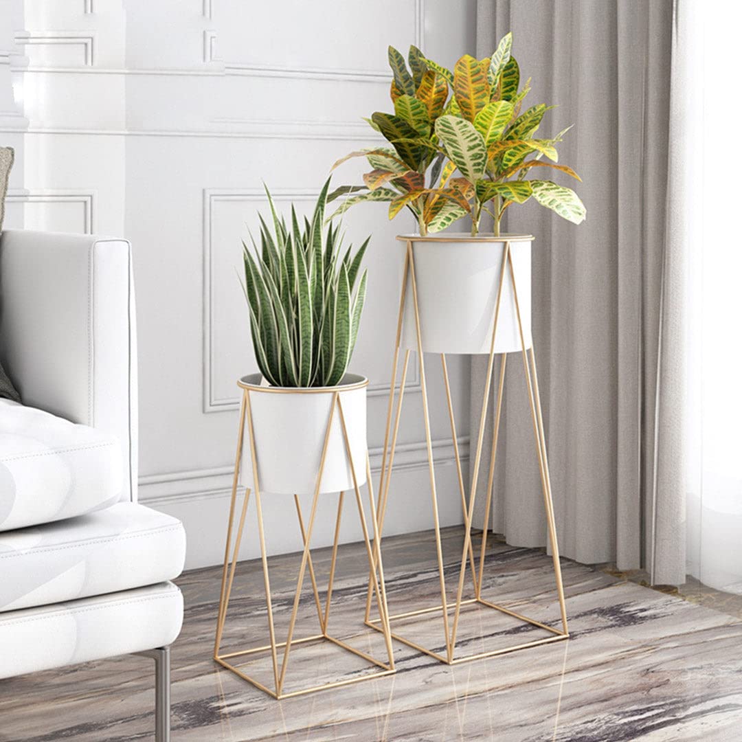FB IMPEX Metal Indoor Plant Stand with Planter Office Bedroom Decoration Modern Shape Set of 2 Gold Stand (B09ZYNK112) Amazon Price History, Amazon Price Tracker