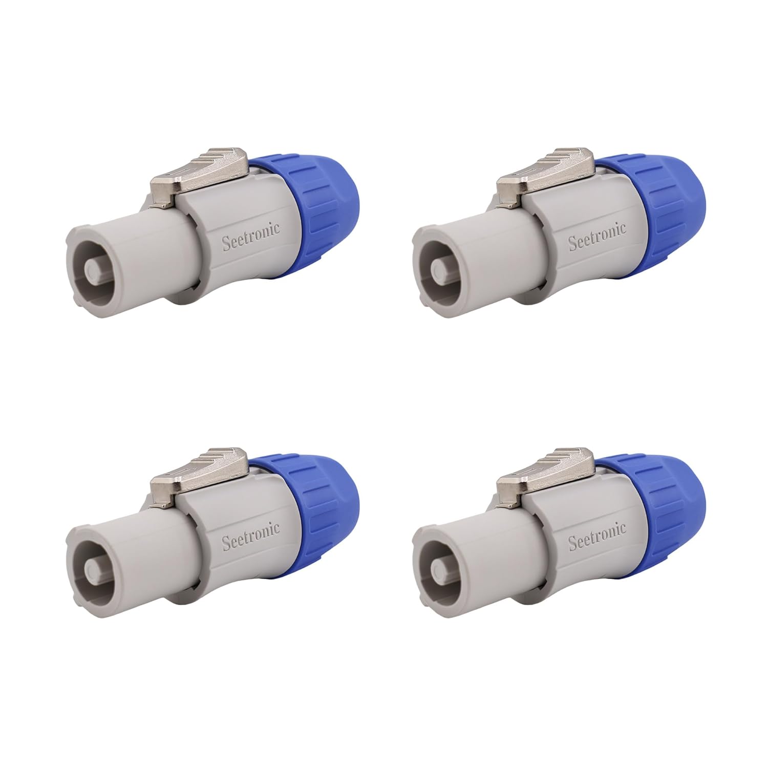 Seetronic SAC3FCB Lockable 3-Core AC Power Connector for Stage Lights, Sound Consoles, LED Panels, and Amplifiers (White, Power-Out, Indoor Use,4PC)