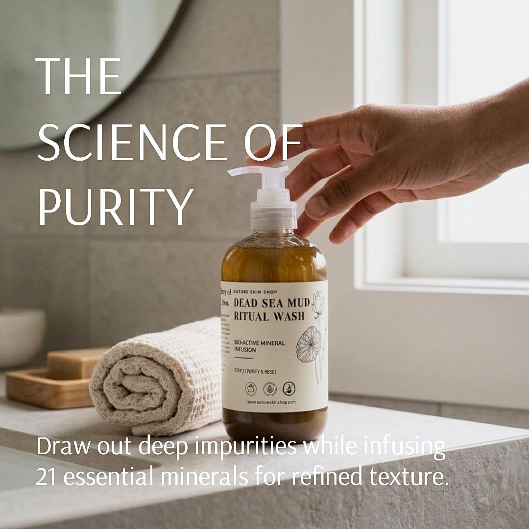 Nature Skin Shop Dead Sea Mud Body Wash, Detoxifying & Purifying Mineral-Rich Cleanser for Body Acne, Clogged Pores & Oily Skin, Natural Spa Quality Formula 16.5 ounces