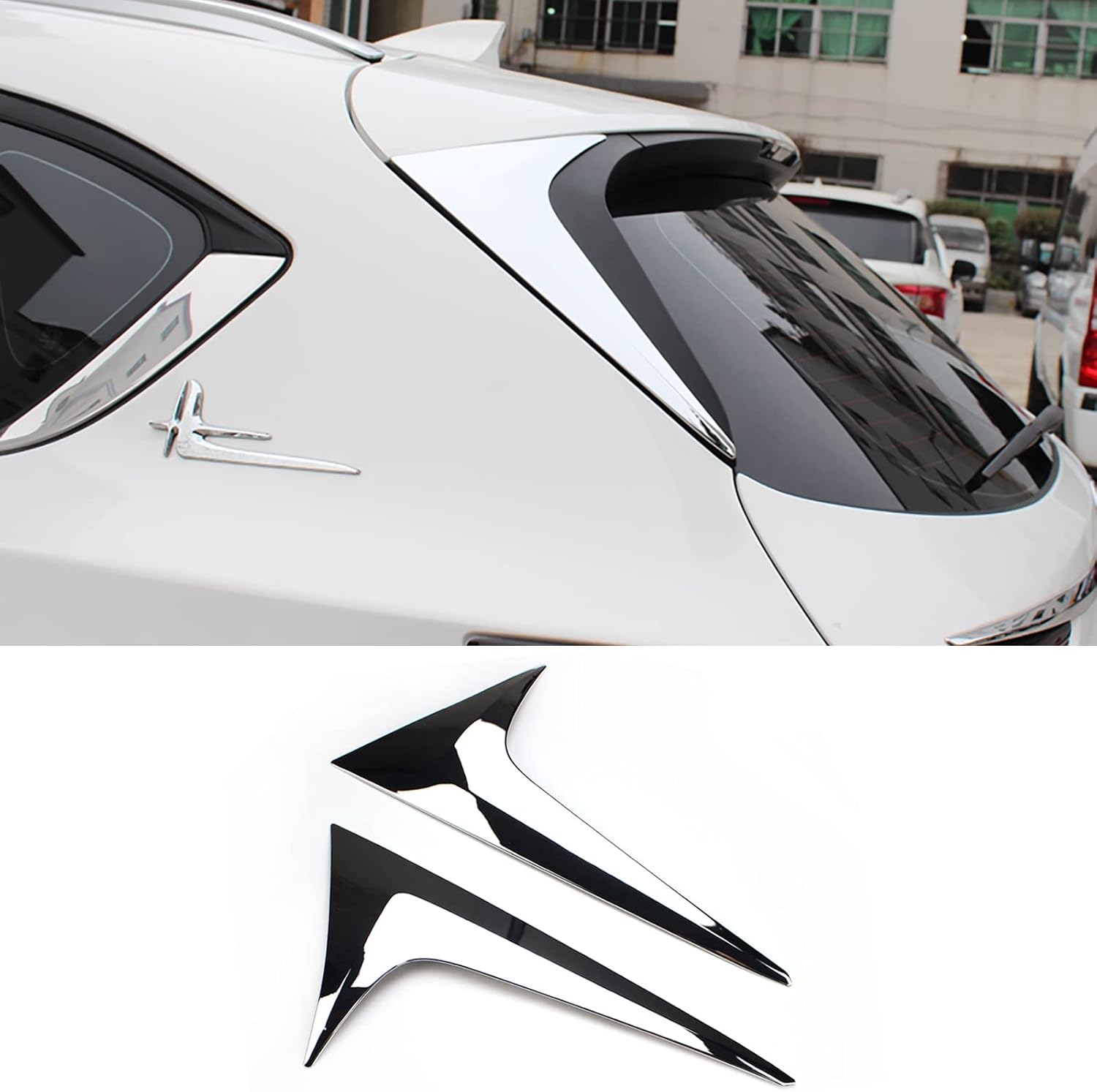 Car Accessories Fit for Mazda CX-5 CX5 2017-2023 2024 2025 Exterior Tail Rear Window Post Cover Trim Strip Decoration (Glossy Chrome Style) ABS 2 PCS
