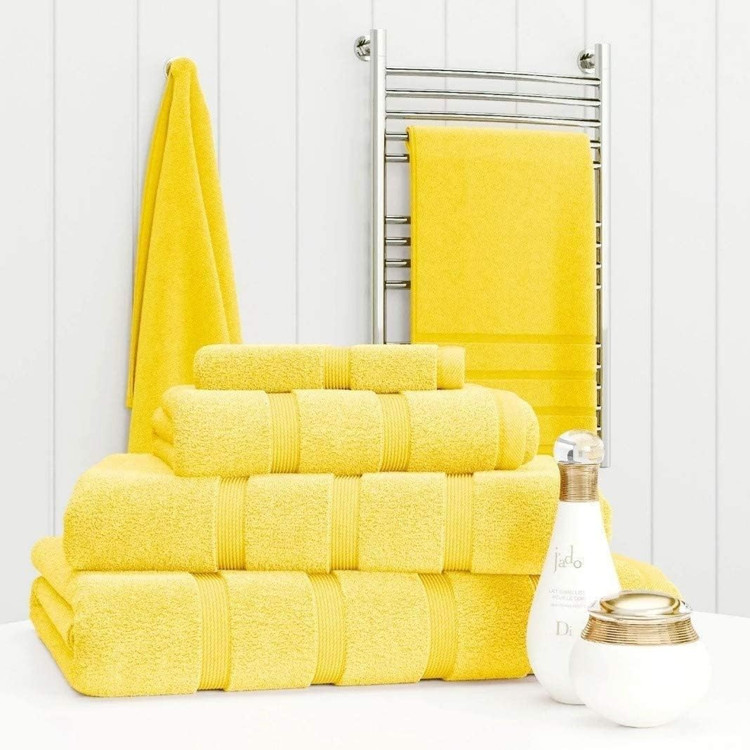RugsCity Luxury Towel Set 100% Cotton 2 Piece Towel Set Hand Towel Bath Towel Bale 500 GSM Bathroom towels 2 Piece Sets (Yellow)