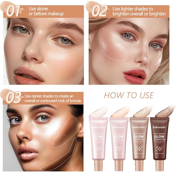 غلوشن Natural Glow Illuminator - هايلايتر مرطب متعدد الأغراض للمكياج (عميق، 04)