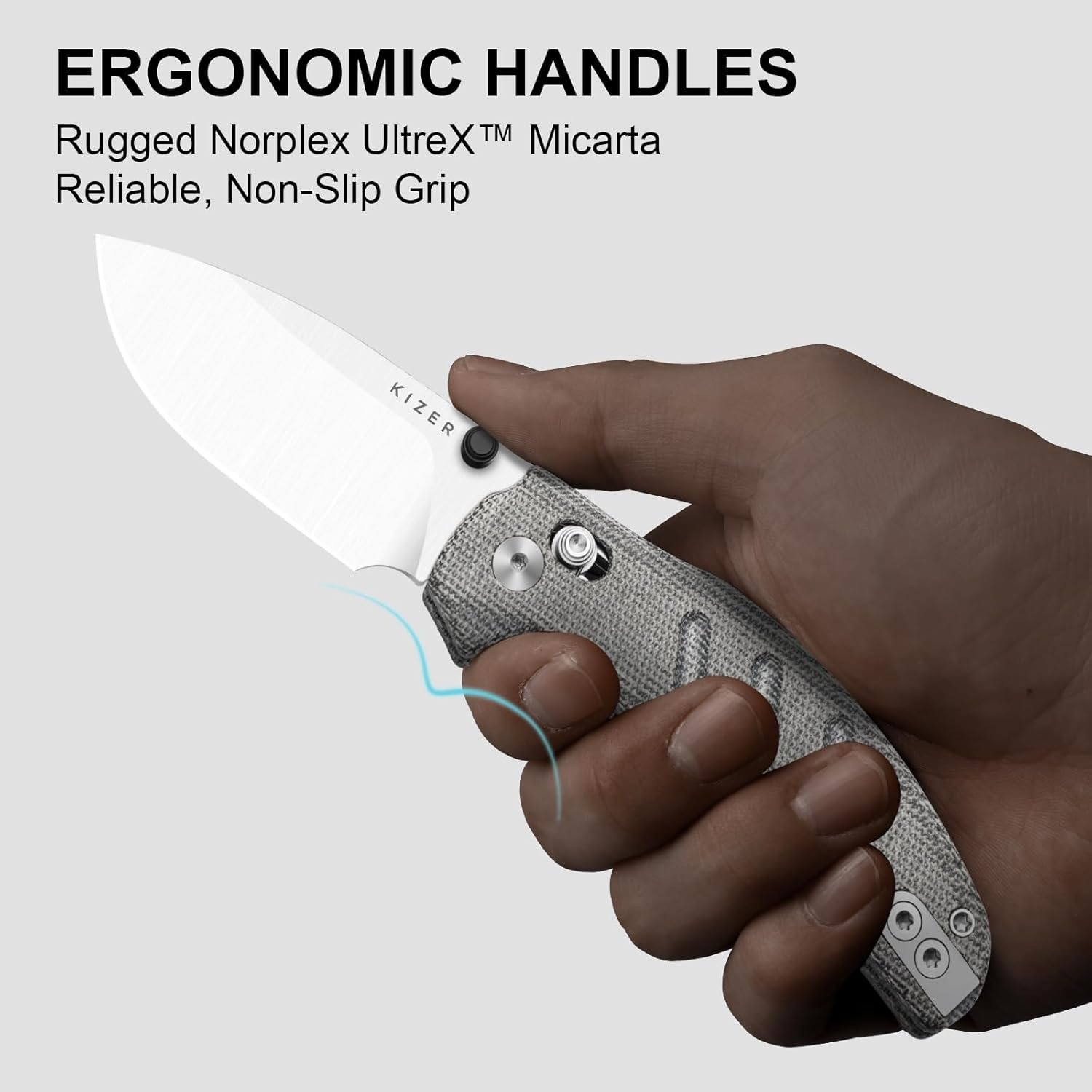 Kizer C01C 2.9 CD Sheepdog Pocket Knife, 2.95" Elmax Drop Point Blade Folding Knife with Black Norplex UltreX™ Micarta Handle, Small EDC Camping Survival Knives with Thumb Stud, Ki3488.29CDA2