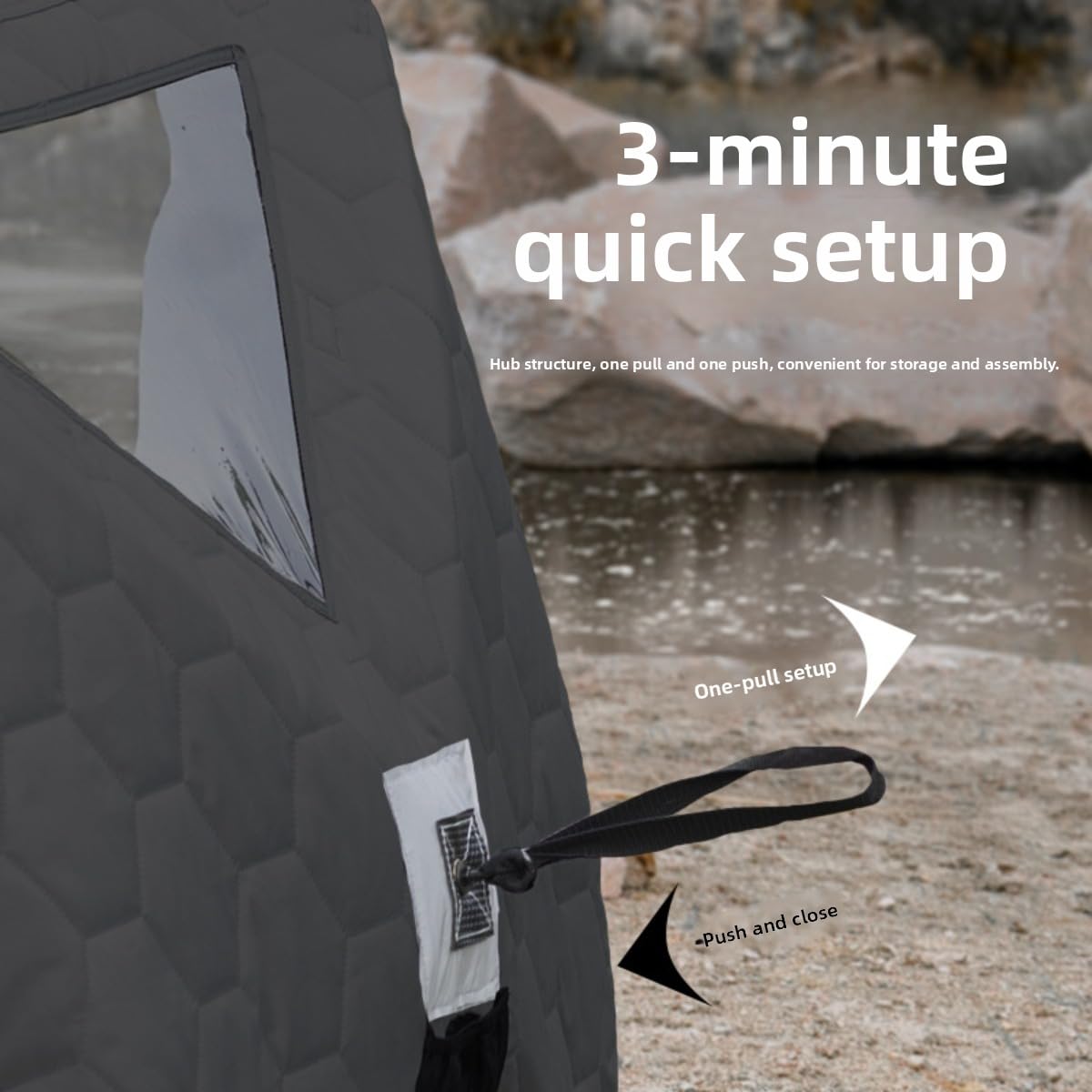 Tenda da pesca contro freddo e ghiaccio, antivento e anti neve, per pesca invernale all'aperto, design ad apertura rapida