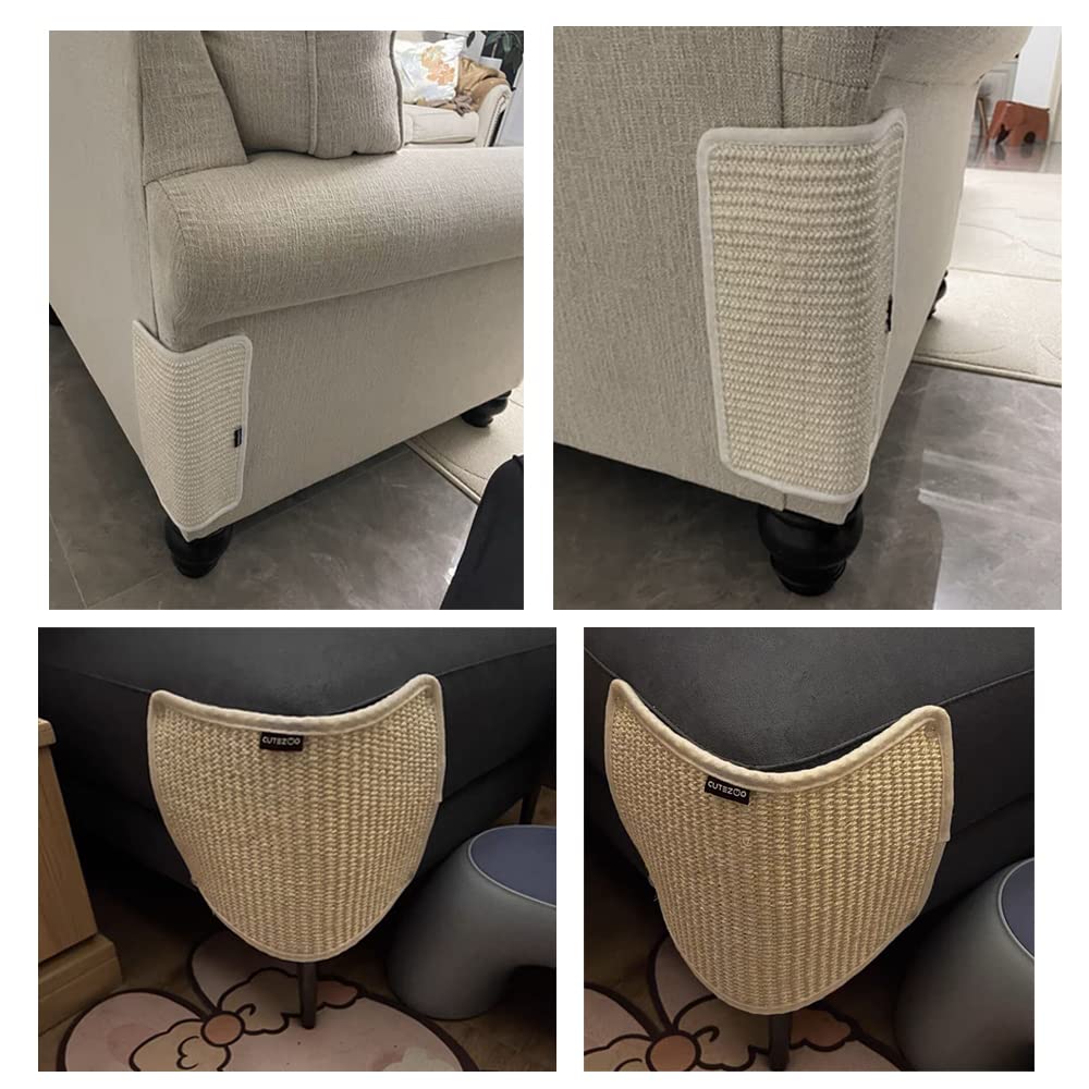 2PCS Cat Scratcher Mat Sofa Protector Natural Sisal Cat Scratching Mat Cat Scratch Couch Bed Corner Cover Heavy Duty Couch Guard Easy Installation Scratch Pad Grinding Claws(Beige Small) 2