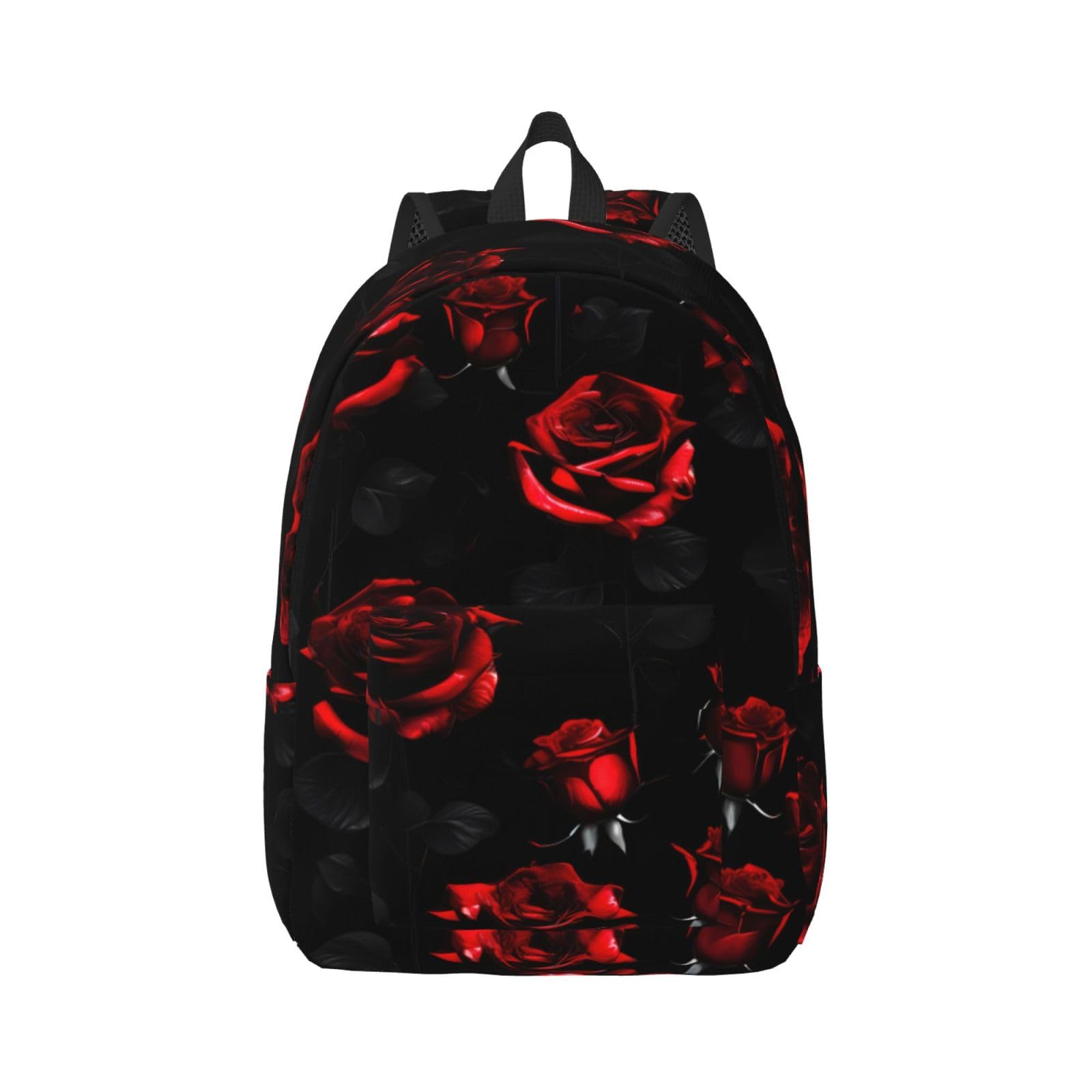 Mochila de senderismo transpirable con estampado de rosas oscuras 8