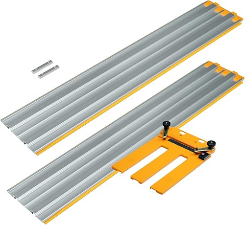 POWERTEC Sistema de riel guía de pista de sierra circular de 53 pulgadas – Guía de corte paralelo y corte transversal de precisión para planchas,