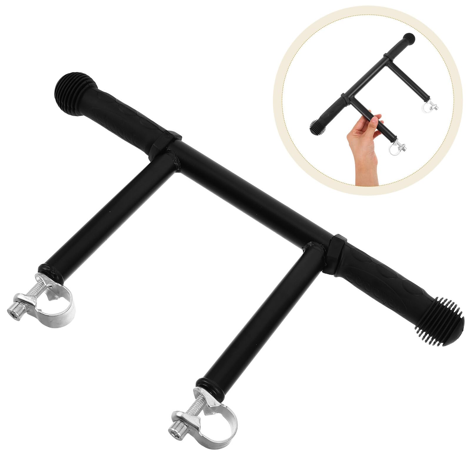 Rallonge de Poignée pour Poussette Réglable, Extension Double Tube Compatible Barre 0,8 à 1,3, Accessoire de Guidon Ergonomique avec 3 Fixations Sécurisées, pour Balade et Courses