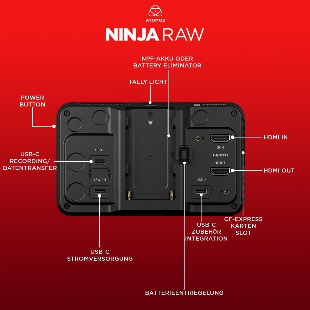 Atomos Ninja RAW: ProRes/ProRes RAW Monitor-Recorder with Camera Control for HDMI & mirrorless Cameras 8