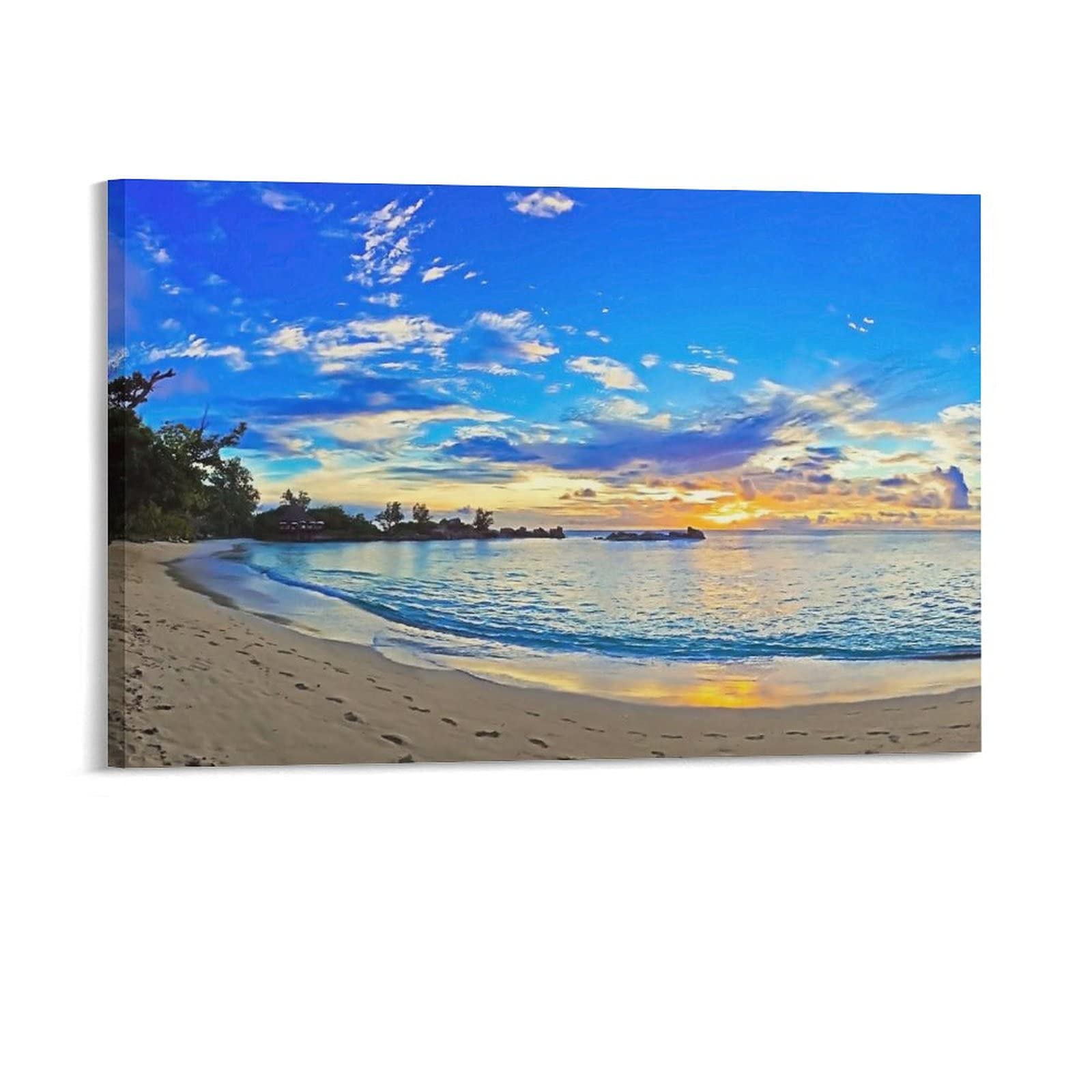 AONEG Scenic Beach Wallpaper Canvas Poster Wall Art Decor Print Picture Paintings for Living Room Bedroom Decoration 12x18inch(30x45cm)