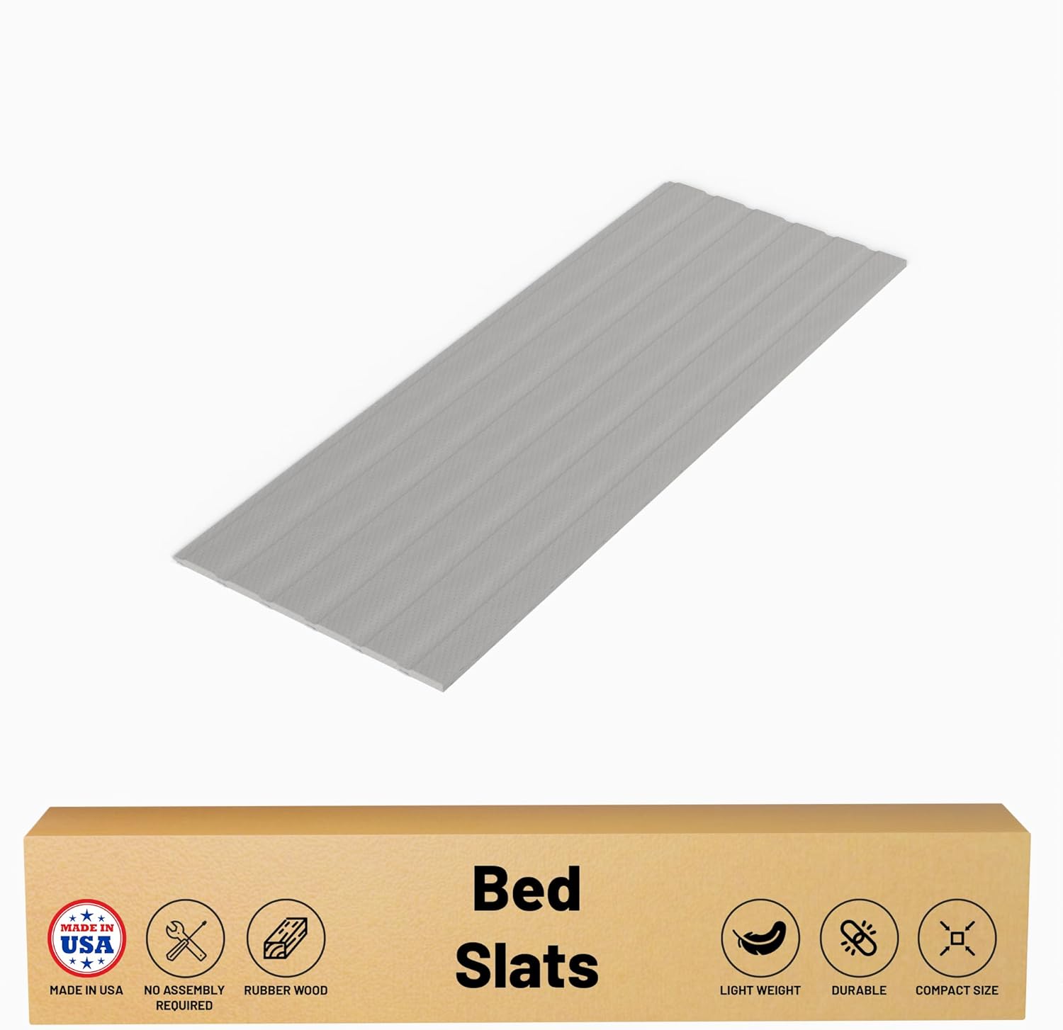 Greaton, 0.75-Inch Vertical Wooden Bunkie Board/Bed Slats, Twin, Grey