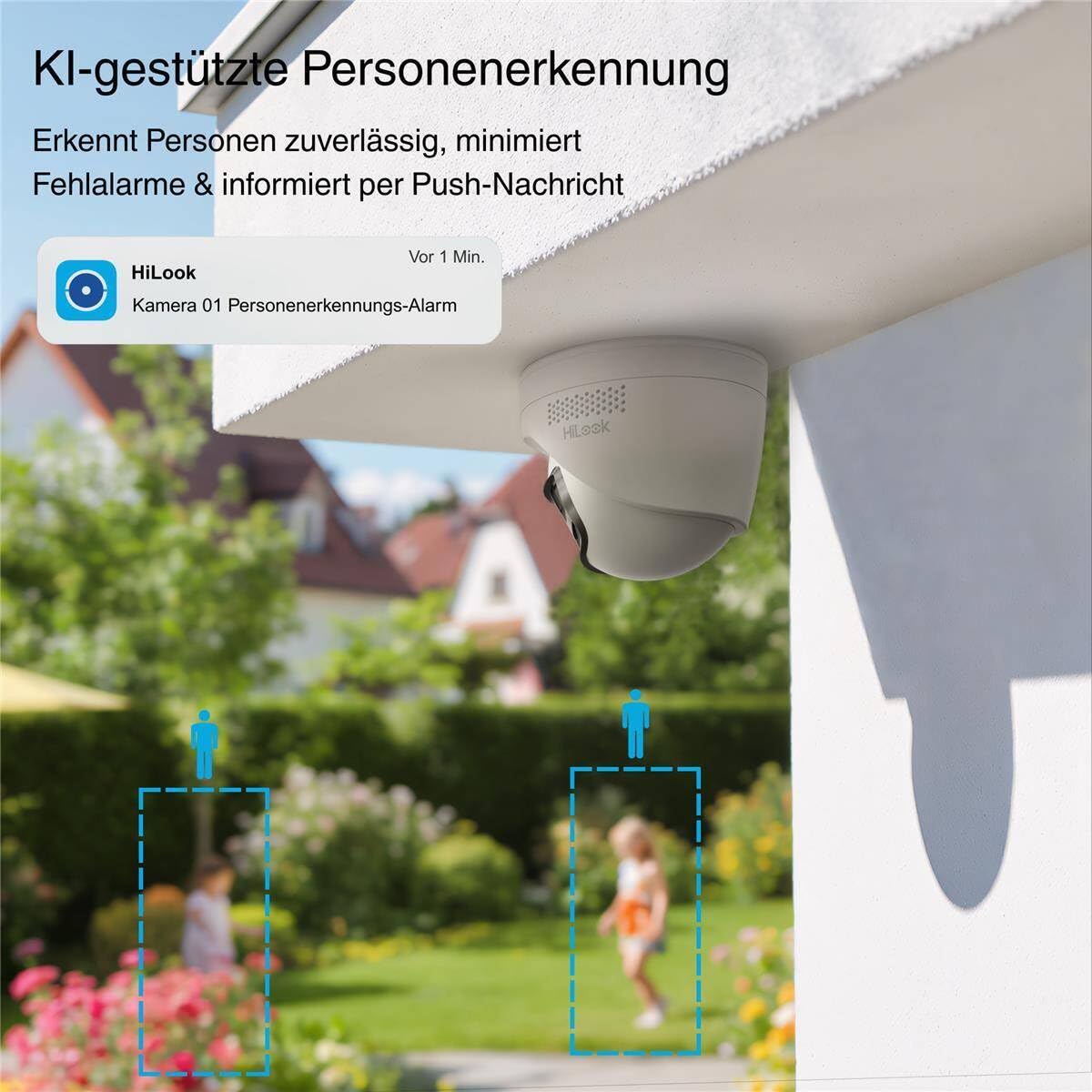 HiLook PoE Überwachungskamera aussen 4K 8MP 180 Grad ohne WLAN Nachtsicht | Panorama-Sichtfeld, App-Zugriff, Netzwerkkabel-Betrieb, Smart Hybrid Light und Einsatz im Außenbereich