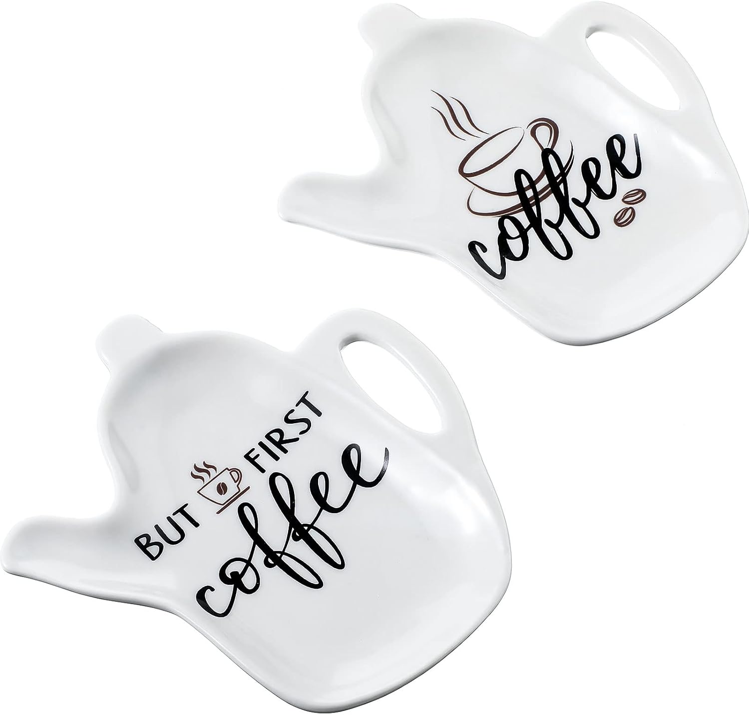 Meanplan 2 Pcs Ceramic Coffee Spoon Rest, Teapot Shape