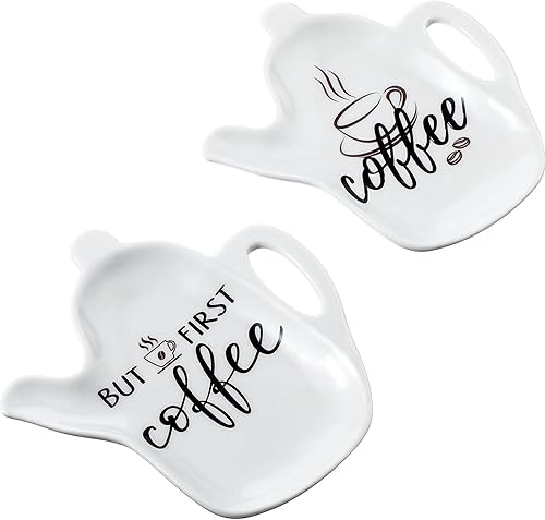 Meanplan 2 piezas de cerámica cuchara de café titular resto cita divertida pero primer café agradable regalo de Pascua decoración accesorios