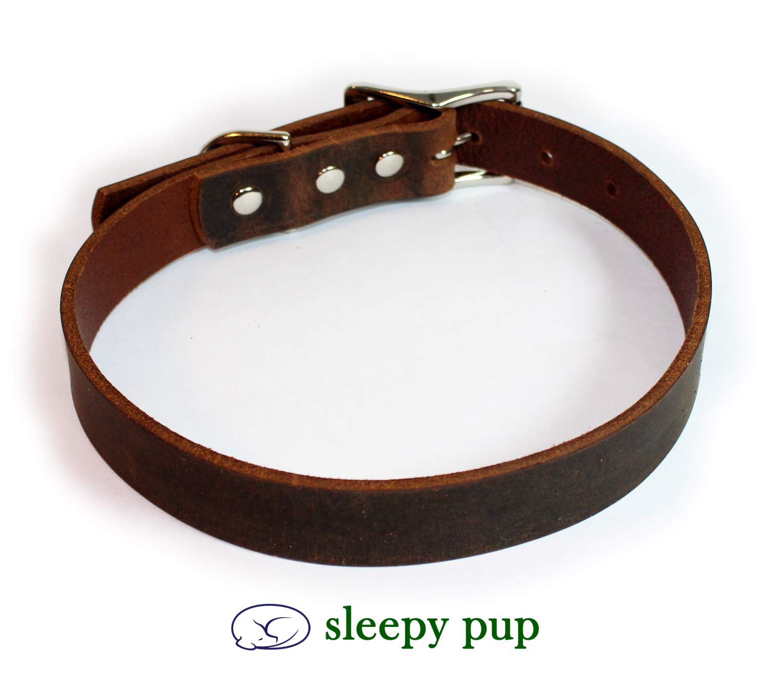 Collar para Perro de Cuero Grueso de Grano Completo, Fabricado en Virginia
