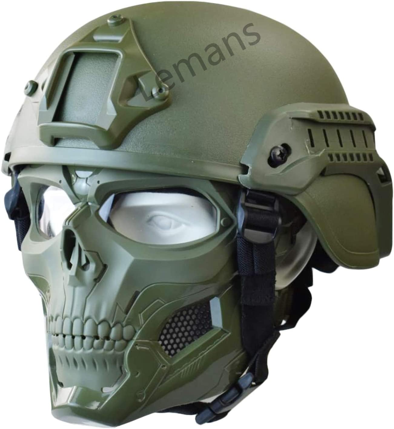 Tactical PJ Helmet and Airsoft Skull Full Face Protective Mask, Dual Mode Wear Design for Airsoft Paintball CS Game