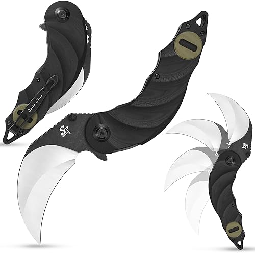 Sitivien ST160 - Cuchillo plegable de bolsillo, hoja de acero K110 con mango G10, cuchillo de herramientas EDC para acampar al aire libre,