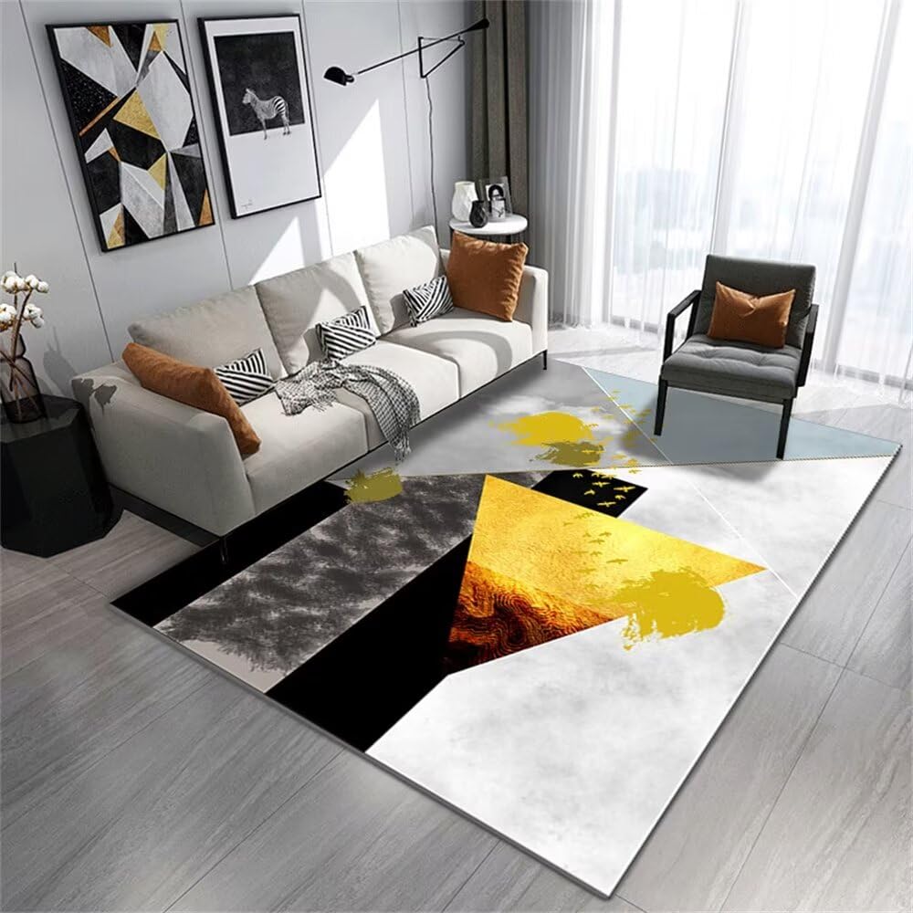 Tapis doux salon rectangulaire géométrique pour chambre d'enfant facile à laver
