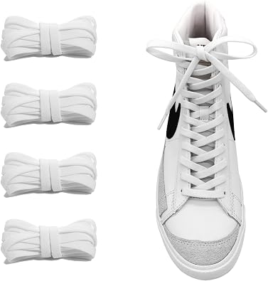 UamGlsob 2 Pairs 5/16" Flat Elastic Shoe Lace, 27"-72" Length Stretch Shoelaces Strings Replacement for High/Low Top Sneakers