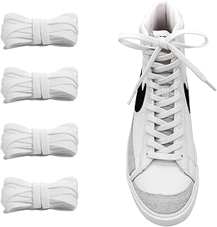 UamGlsob 2 Pairs 5/16" Flat Elastic Shoe Lace, 27"-72" Length Stretch Shoelaces Strings Replacement for High/Low Top Sneakers