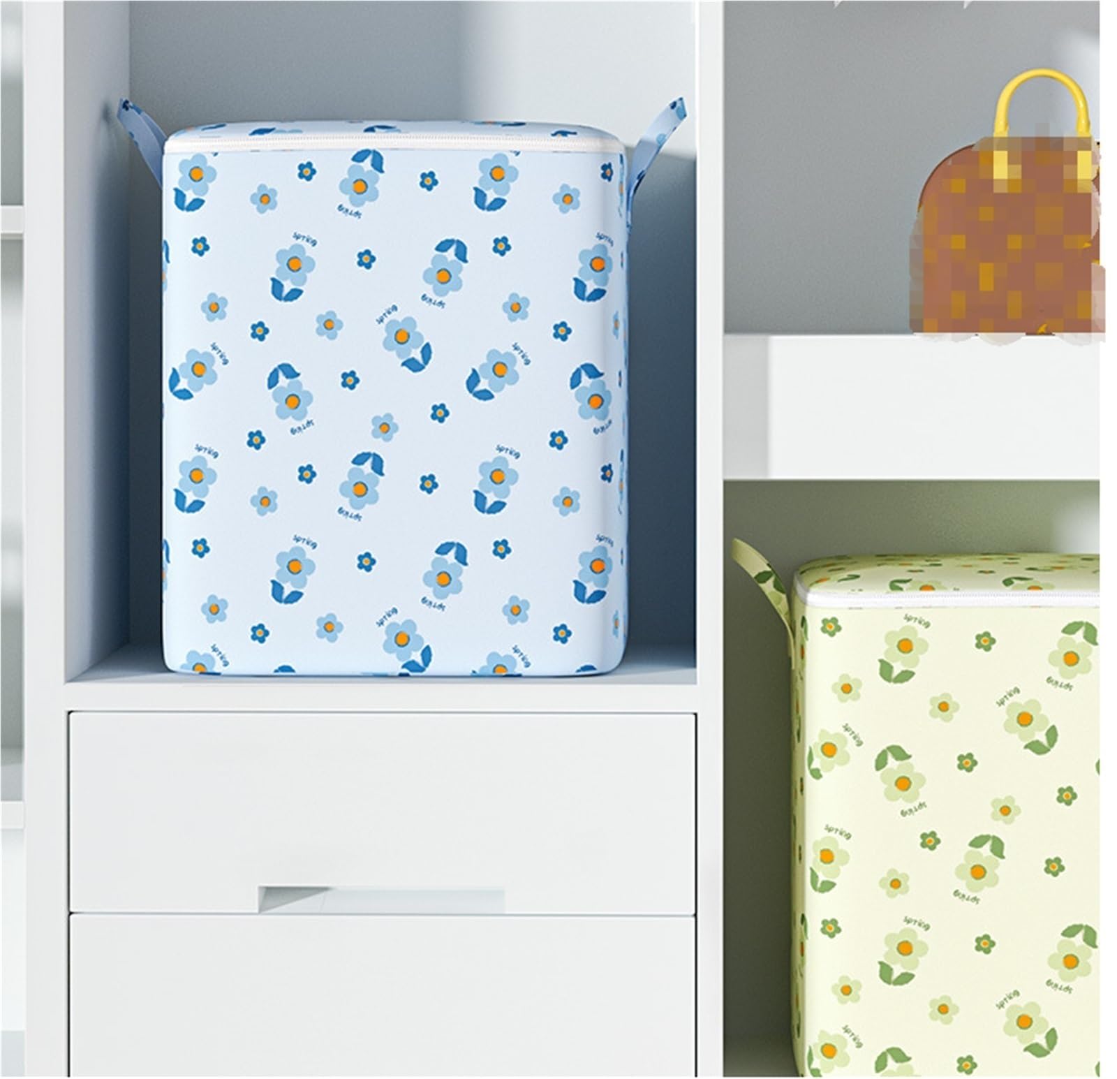 Bolsas Almacenaje Ropa Cubierta No Tejida De La Cremallera Del Doble Del Bolso Del Almacenamiento For El Almacenamiento Combinado Del Edredón De La Ropa Organizador Armario Para Edredones(Blue,50*56*5