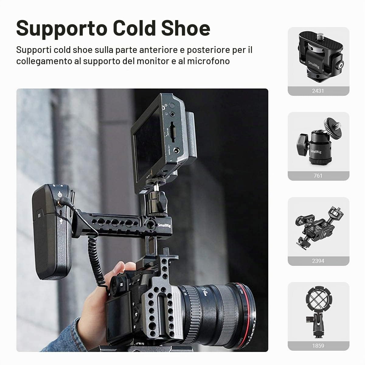 SMALLRIG Maniglia di NATO Clamp per Fotocamere/Videocamere/Telecamere di Azione, Gabbie per Fotocamere - 1955