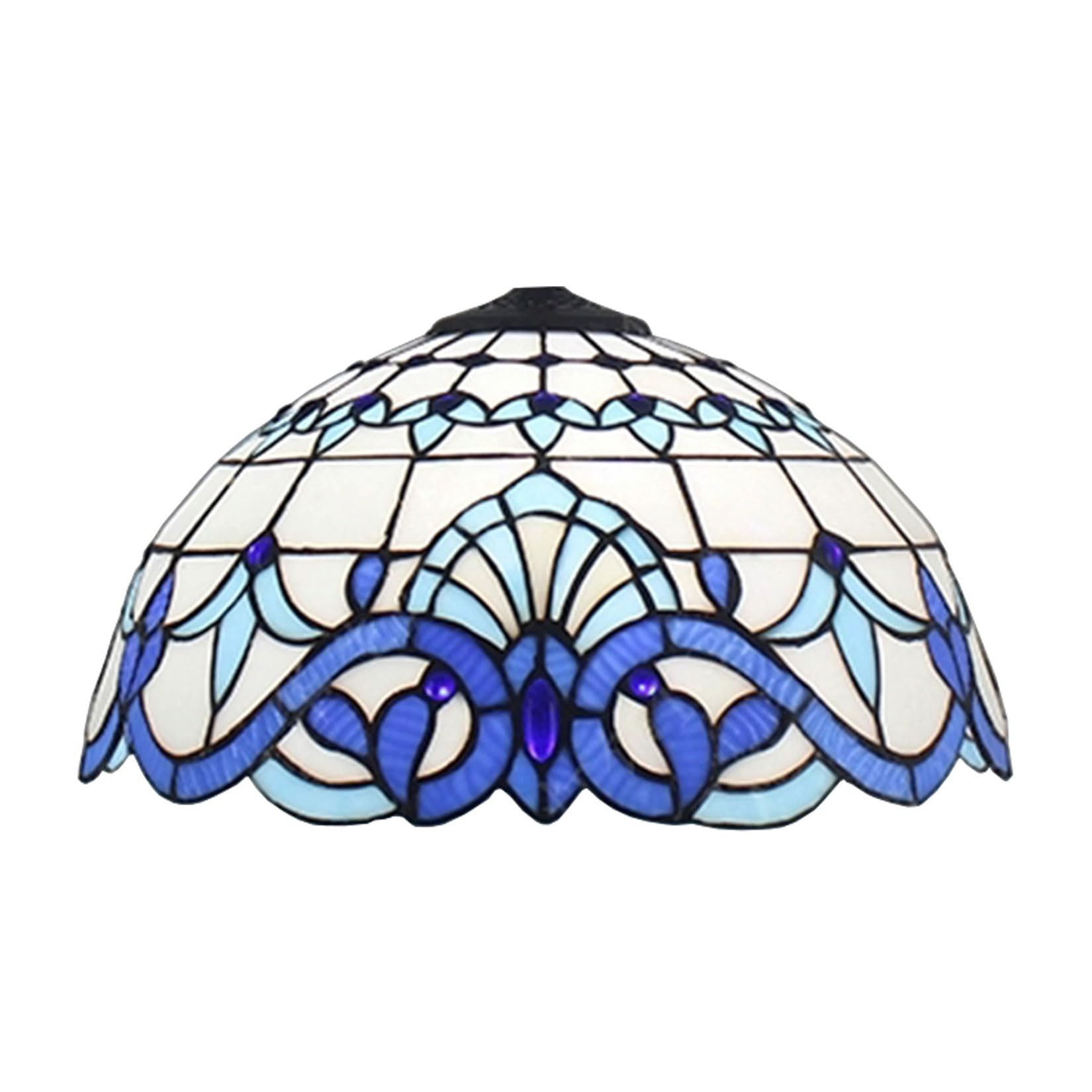 BOTOWI Tiffany Lamp Shade Replacement, Only 16 Inch Wide Baroque Style Stained Glass Lampshades, Suitable for Bedside Reading Lamp Hanging Lamp Table Lamp Floor Lamp,White