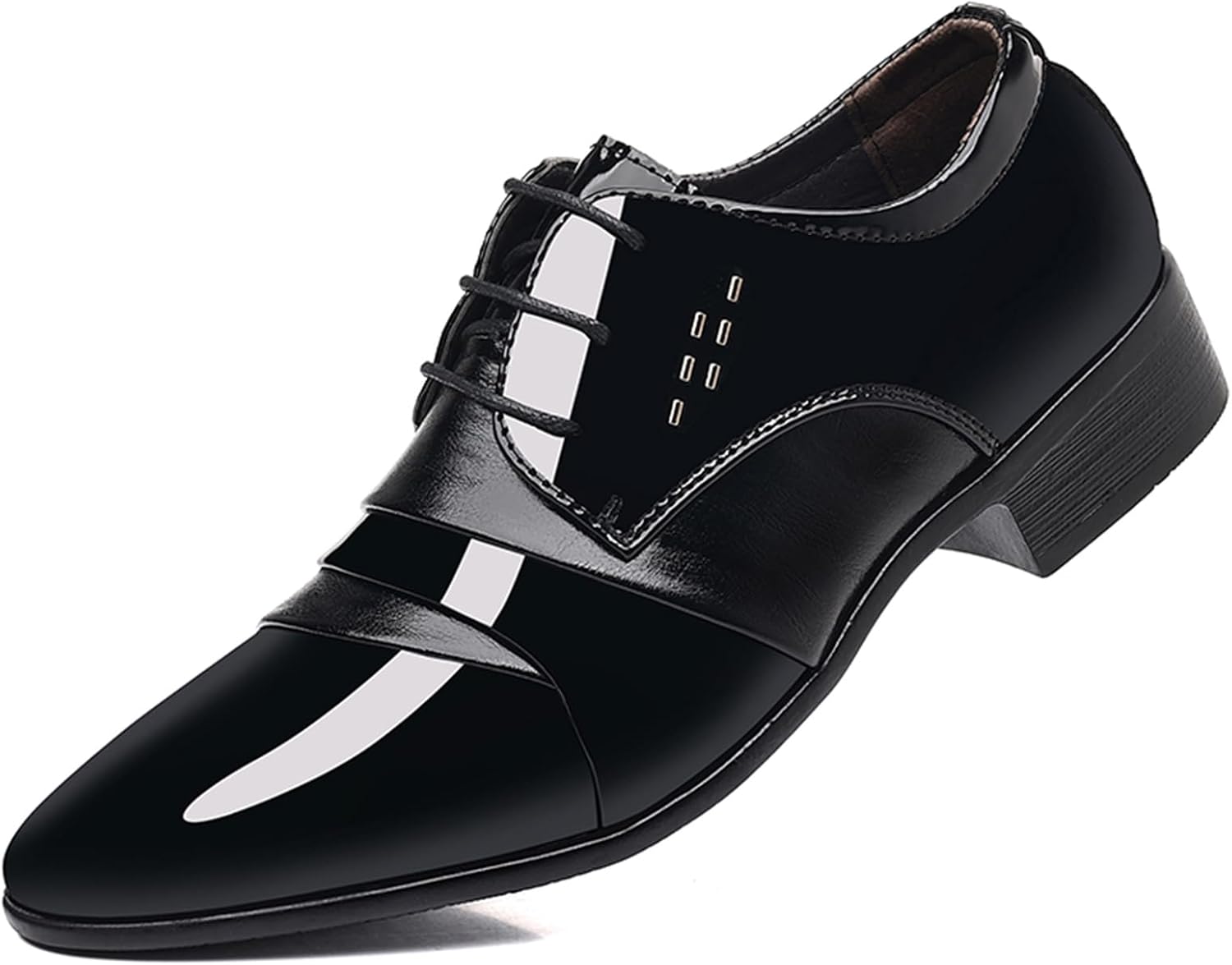 Men's Elegant Patent Leather Dress Shoes Formal Business Oxfords High Gloss Dressy Derby Shoes Tuxedo Weeding Prom