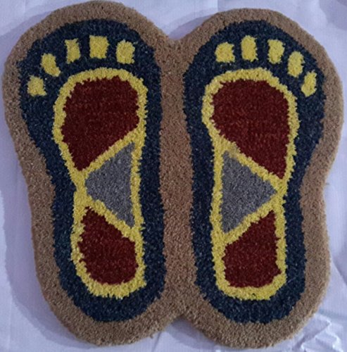 SRJ Handmade Carpet MAT Unique Footprint Design (Multi Colour)