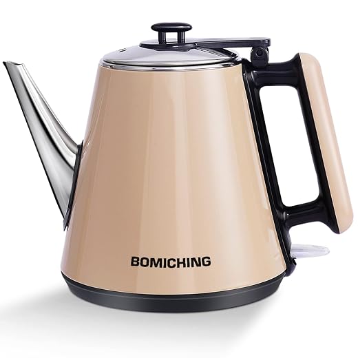 Electric Water Kettle, Double Wall Food Grade Stainless Steel Tea Kettles For Boiling BPA Free, Auto Shut-off, Boil-Dry Protection