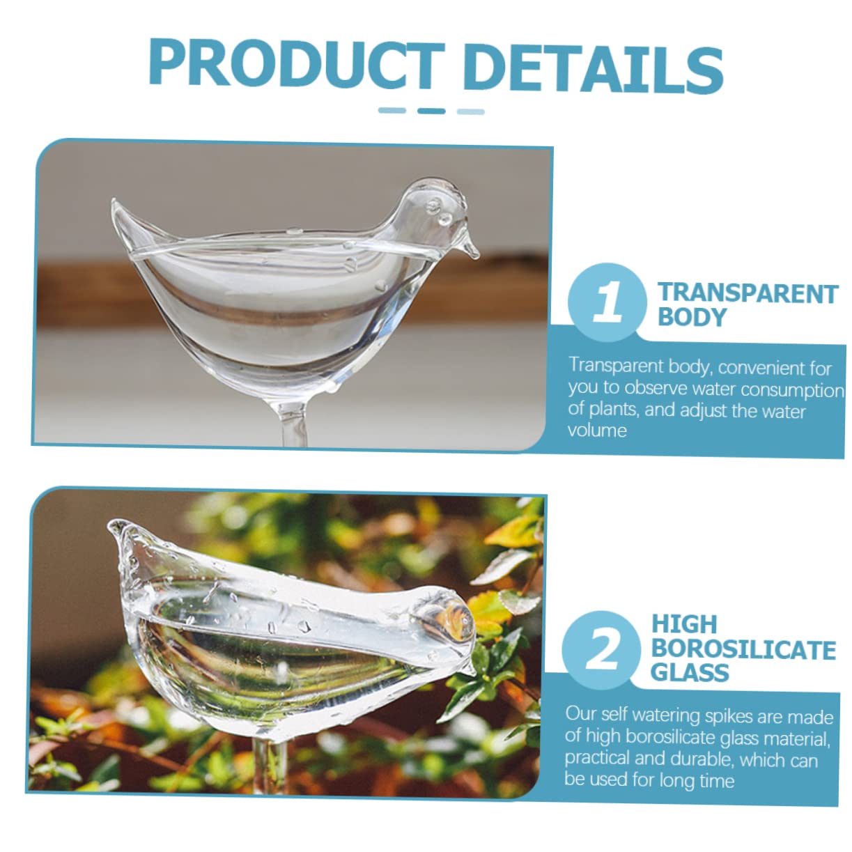 Toddmomy Globes à Arrosage Automatique Facile à Utiliser Lot de 4 en Verre Borosilicaté, Arrosage Automatique pour Plantes D’Extérieur