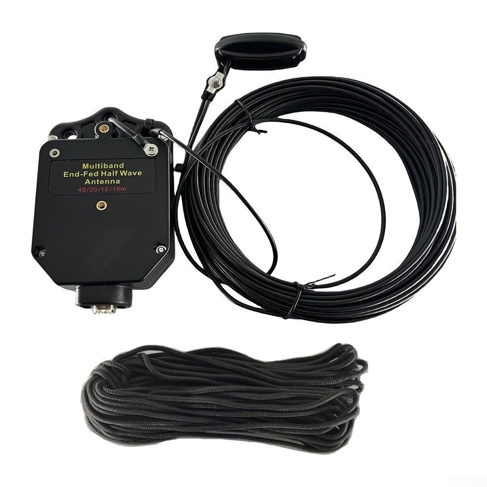 Antenne demi-onde 8 bandes à ondes courtes avec balun 1:64, prend en charge 10 m, 12 m, 15 m, 17 m, 20 m, 30 m, 40 m, 80 m pour radio amateur, boîtier ABS, SSB 150 W, noir (4010-150 W)
