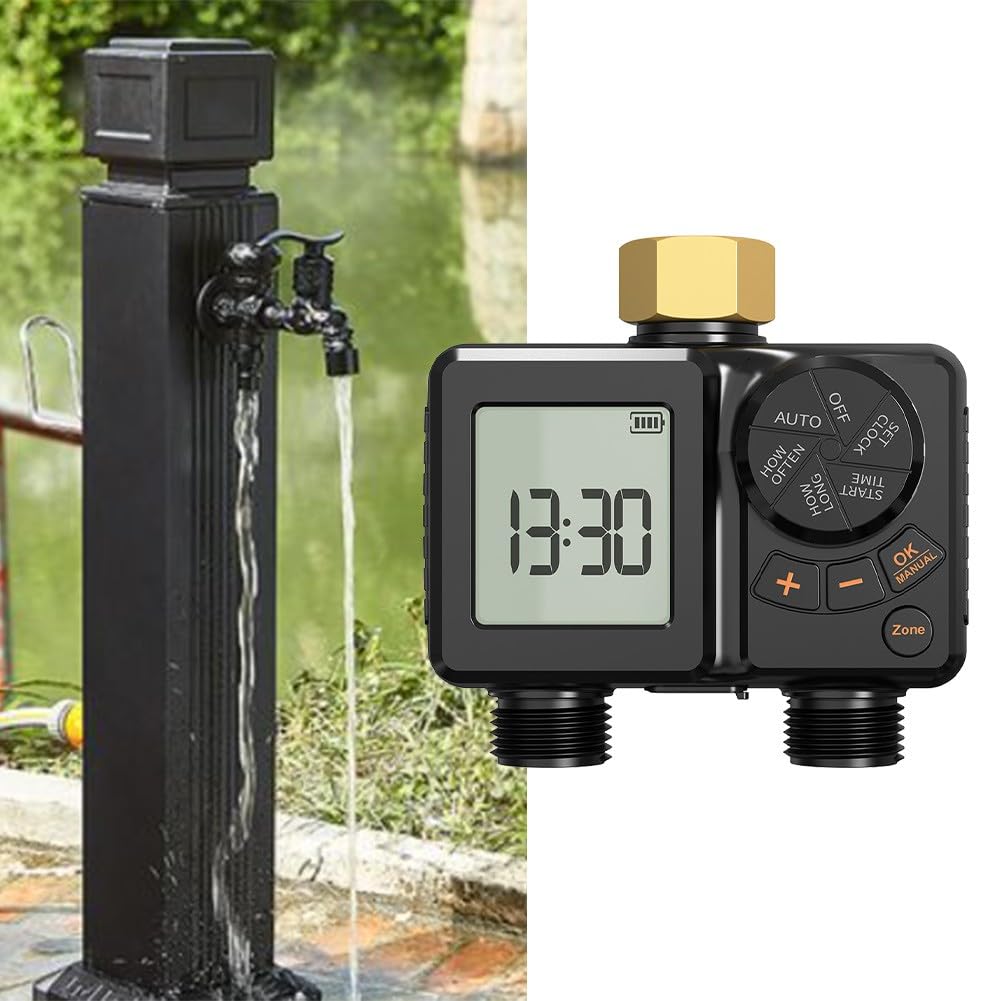 KiraKira Dispositif d'arrosage automatique pour plantes avec irrigation programmée, pour double minuterie, charge USB 2200 mAh, serre de jardin