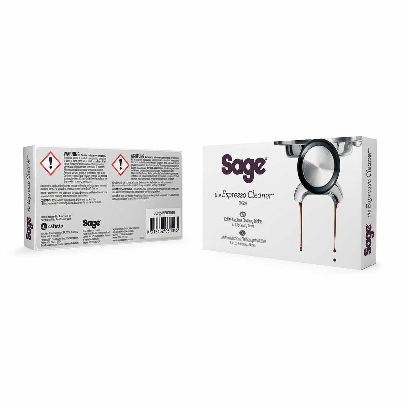 SageSEC250 Espresso Machine Cleaning Tablets – Pack of 8, Removes Coffee Oil & Residue, Suitable for All Sage Machines