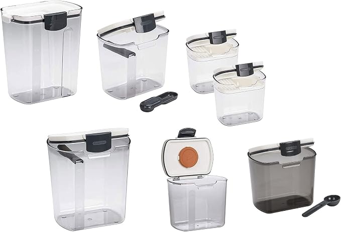 Progressive ProKeeper Baker's Airtight Kitchen Storage Canister Container Set for Flour, Sugar & More, Keeps Ingredients Fresh, with Accessories (Multicolor, 6- Piece)